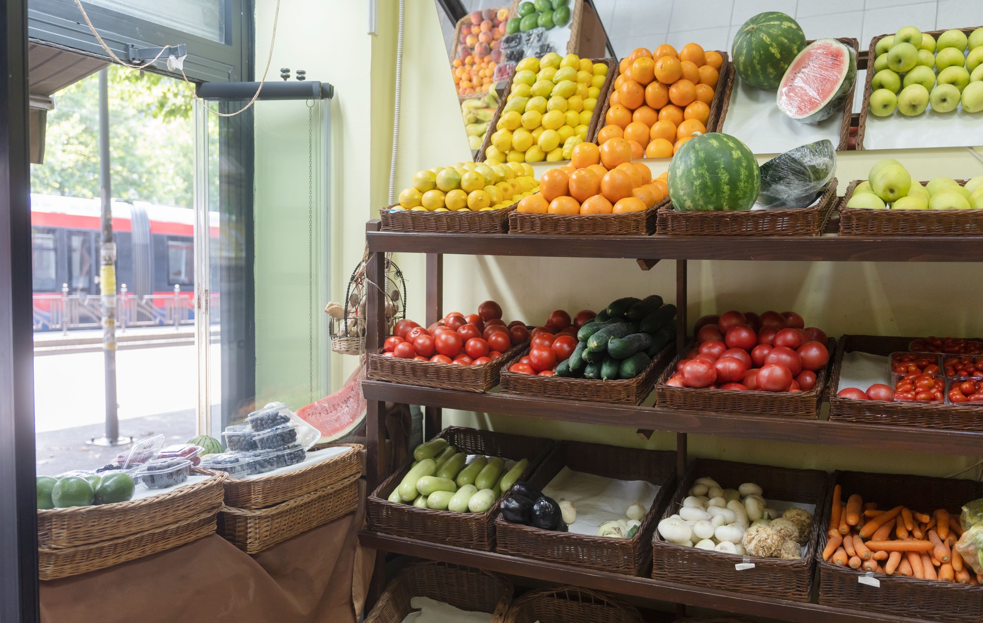 Traditional grocery store with fruit and vegetables